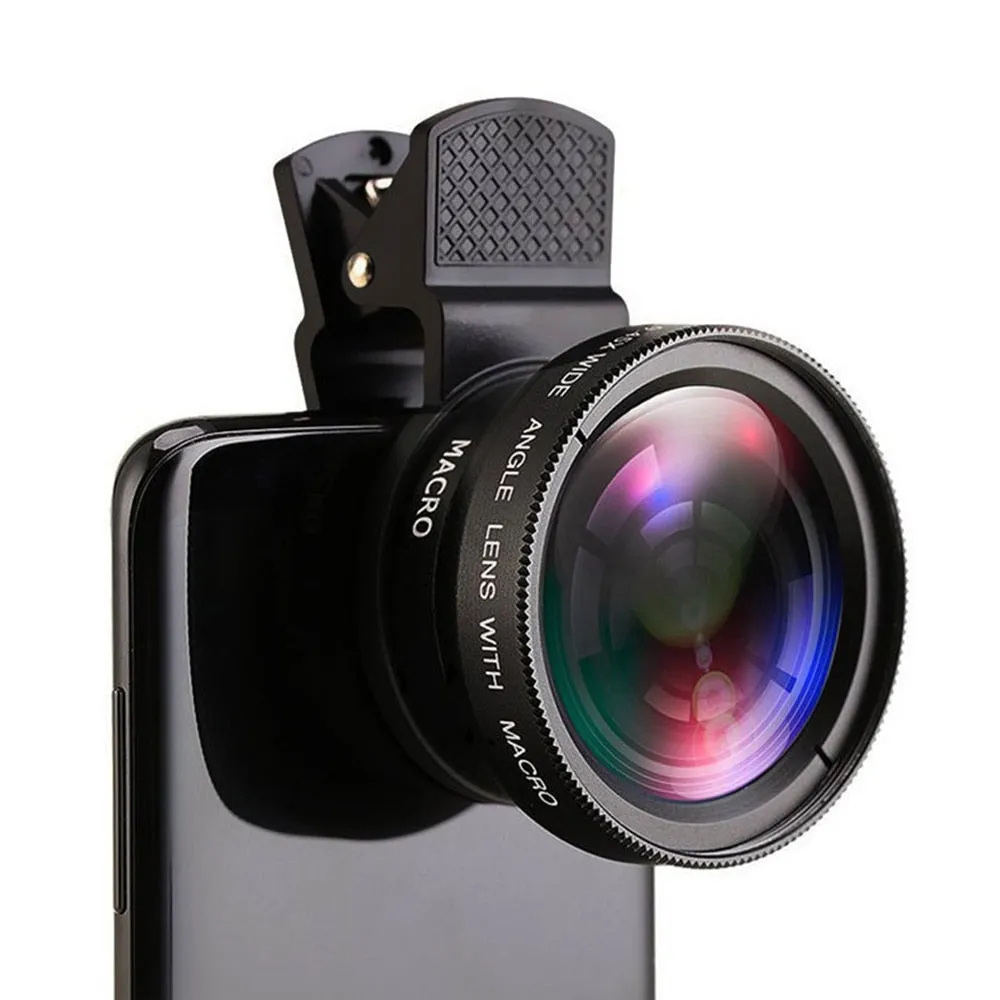 2 IN 1 Lens Universal Clip 37mm Mobile Phone Lens Professional 0.45x 49uv Super Wide-Angle   Macro HD Lens For iPhone Android