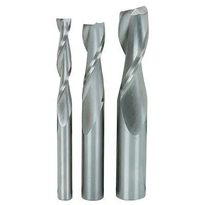 3 Piece Spiral End Cutter Cutting Bit Tool Set Kit for Router Drilling Mortising