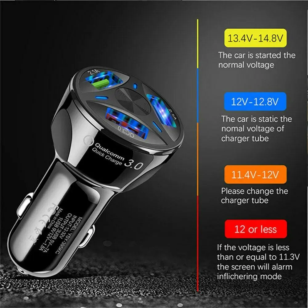 3-Port LED Fast Car Charger & 3-in-1 Fast Charging Cable Combo