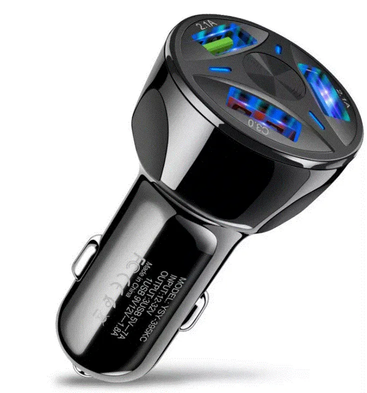 3-Port LED Fast Car Charger & 3-in-1 Fast Charging Cable Combo