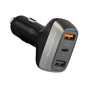 30W car charger with QC3.0 and 3A USB-C port