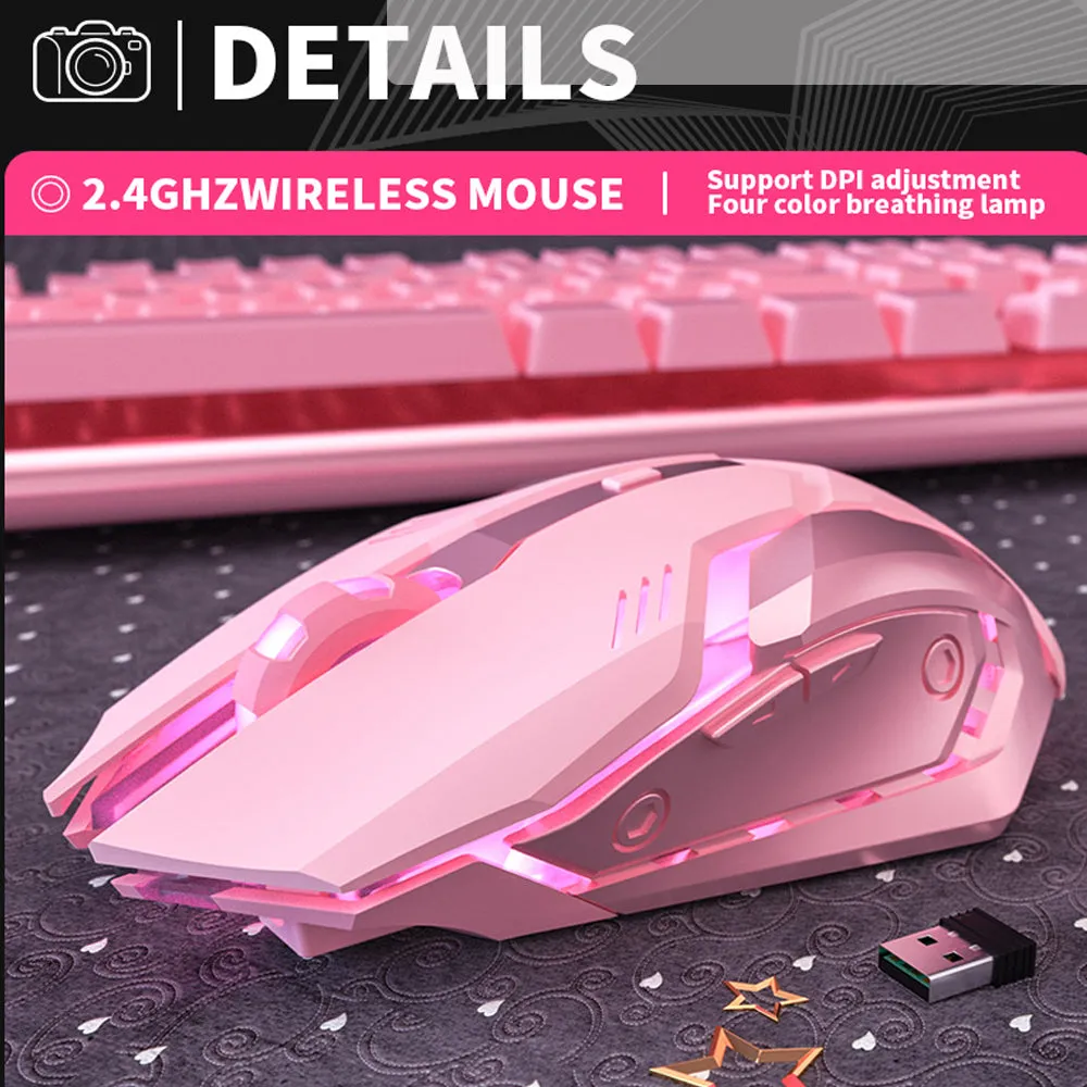 6 Keys Ergonomic Wireless USB Rechargeable Gaming Mouse with Backlight