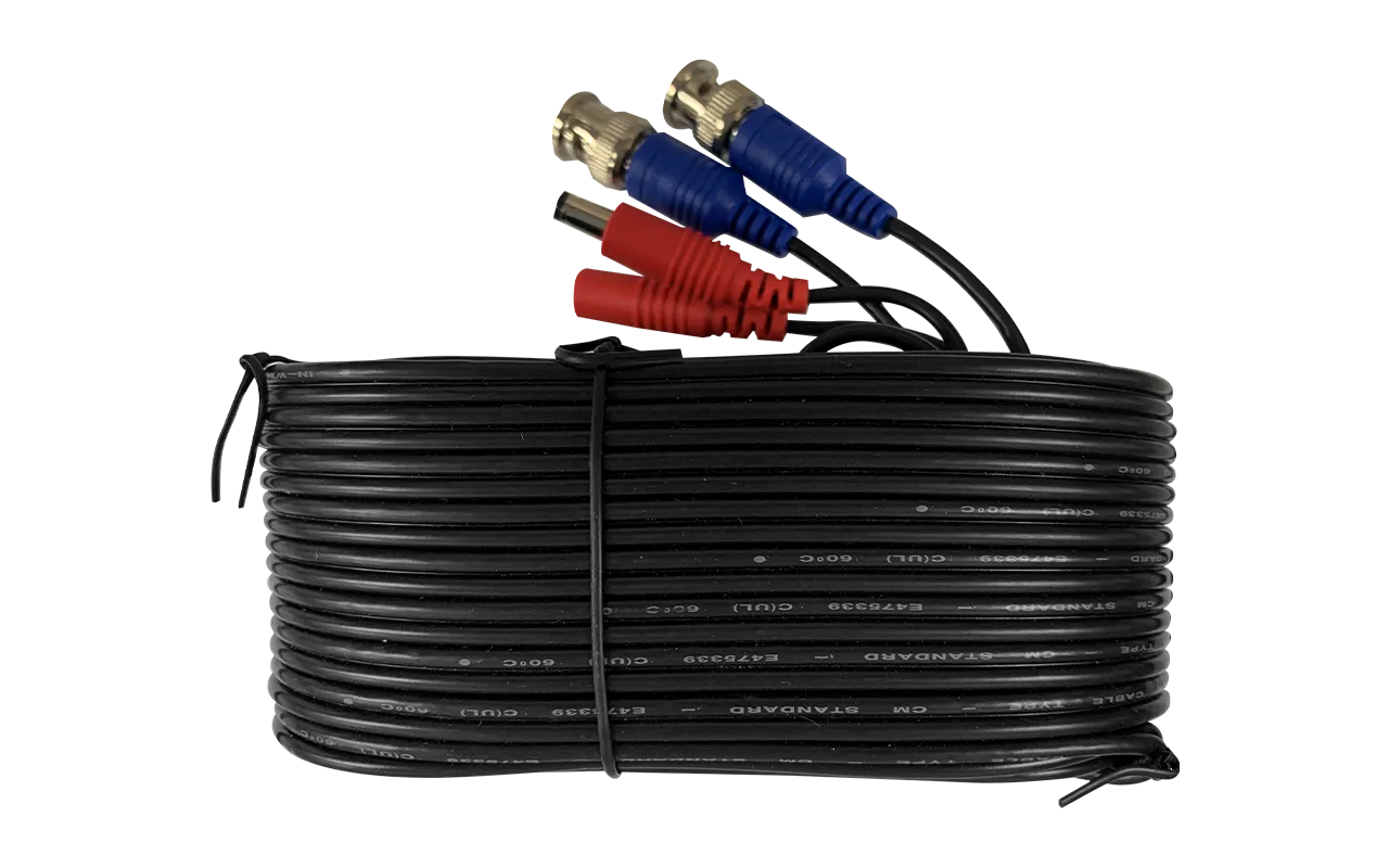 60ft (18m) 4K RG59 Power Cable for Analog Cameras