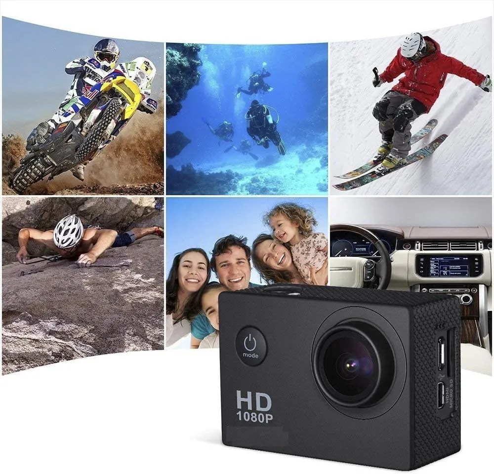 Action Sports Camera 1080P, WiFi Camera HD 2.0 Inch 40m/131ft for Cycling, Underwater Waterproof Snorkel, Surf