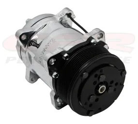 ALUMINUM AIR COMPRESSOR SANDEN TYPE 508 HOUSING -SERPENTINE PULLEY - CHROME