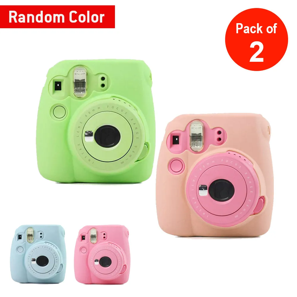 AMZER Fluorescent Soft Silicone Protective Case for FUJIFILM instax mini 9 / mini 8  / mini 8 (Random Color) - pack of 2