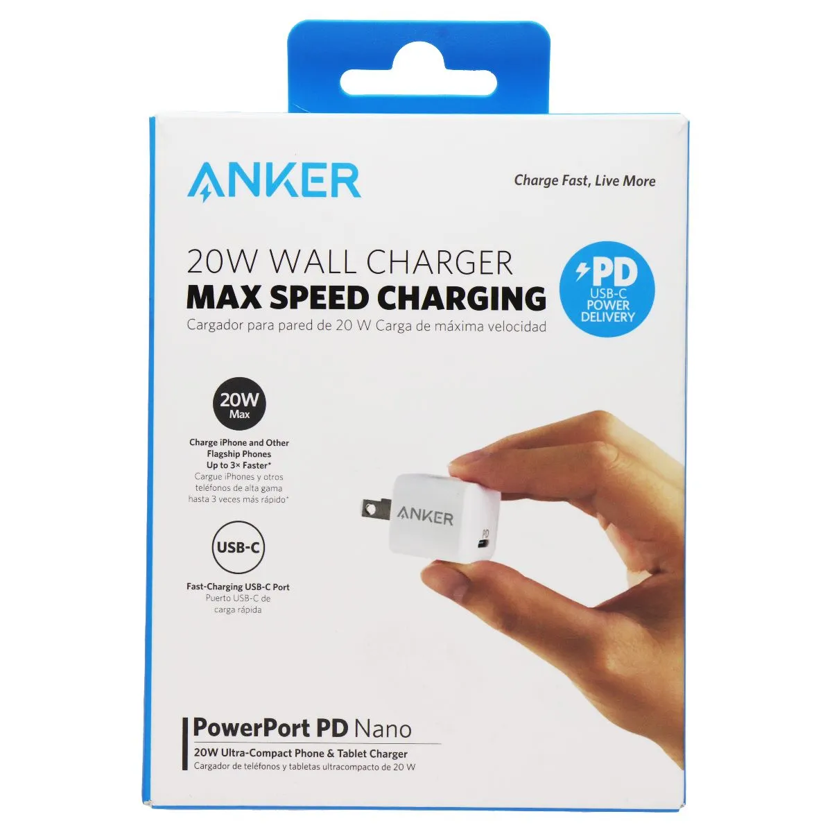 Anker Powerport PD Nano 20W High Speed USB-C Fast Wall Charger - White