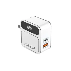 Aspor A835 PD   QC 3.0 2USB with LED Display Home Charger