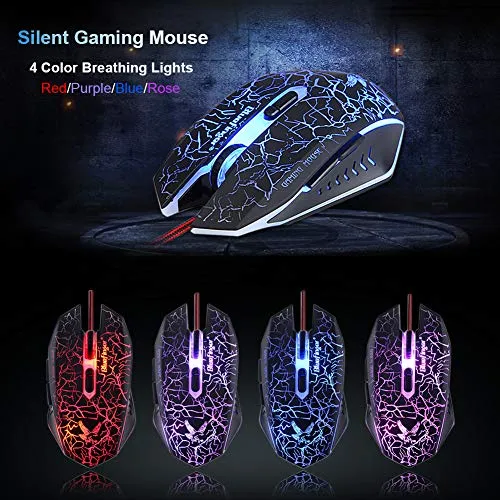 Backlit Crack Gaming  Combo 3 Color LED 114 USB Keyboard Gamer Office