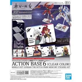 Bandai Action Base 6 Clear with The Witch From Mercury Sticker Set Stand