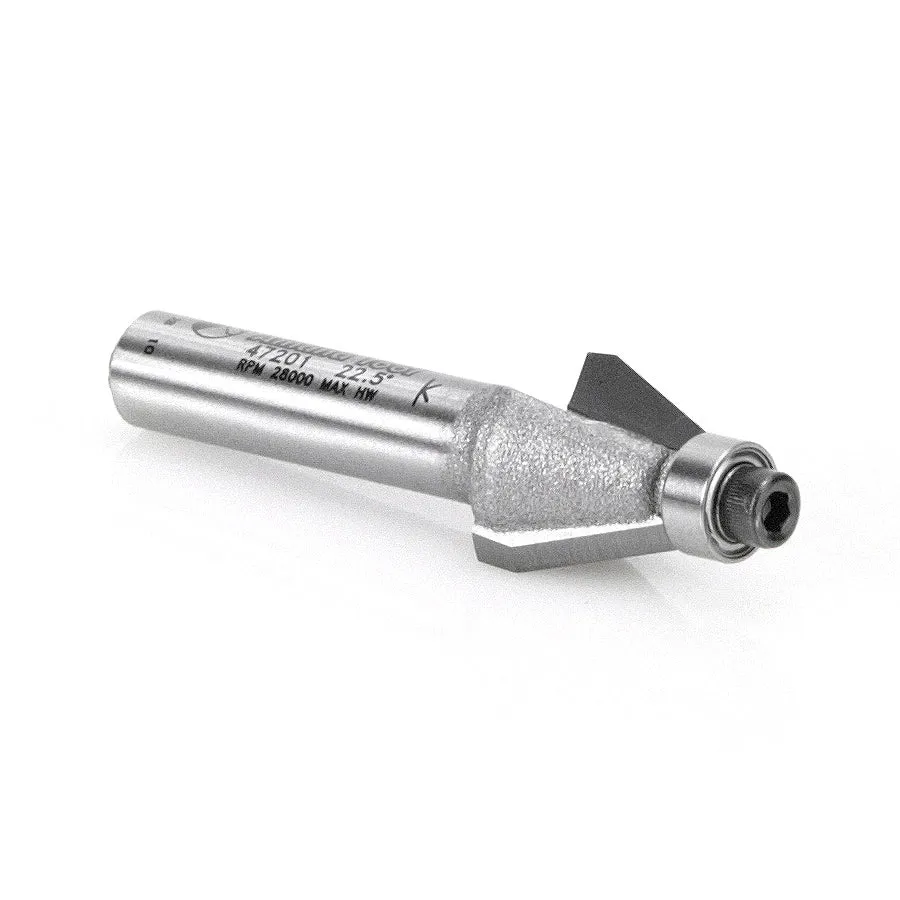 Bevel Trim Router Bit | 22°x 1⁄2 Dia x 3⁄8 x 1⁄4" Shank with BB | 47201 | 738685472019