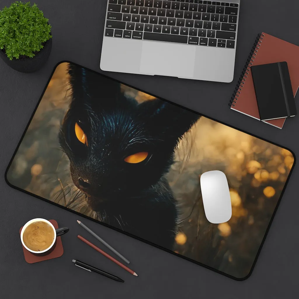 Black and Orange Kitty Desk Mat