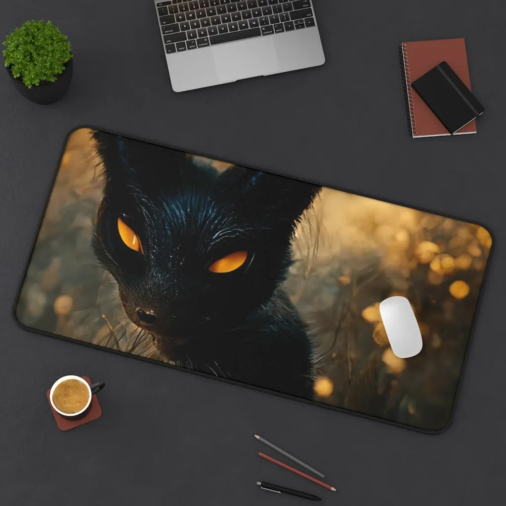 Black and Orange Kitty Desk Mat