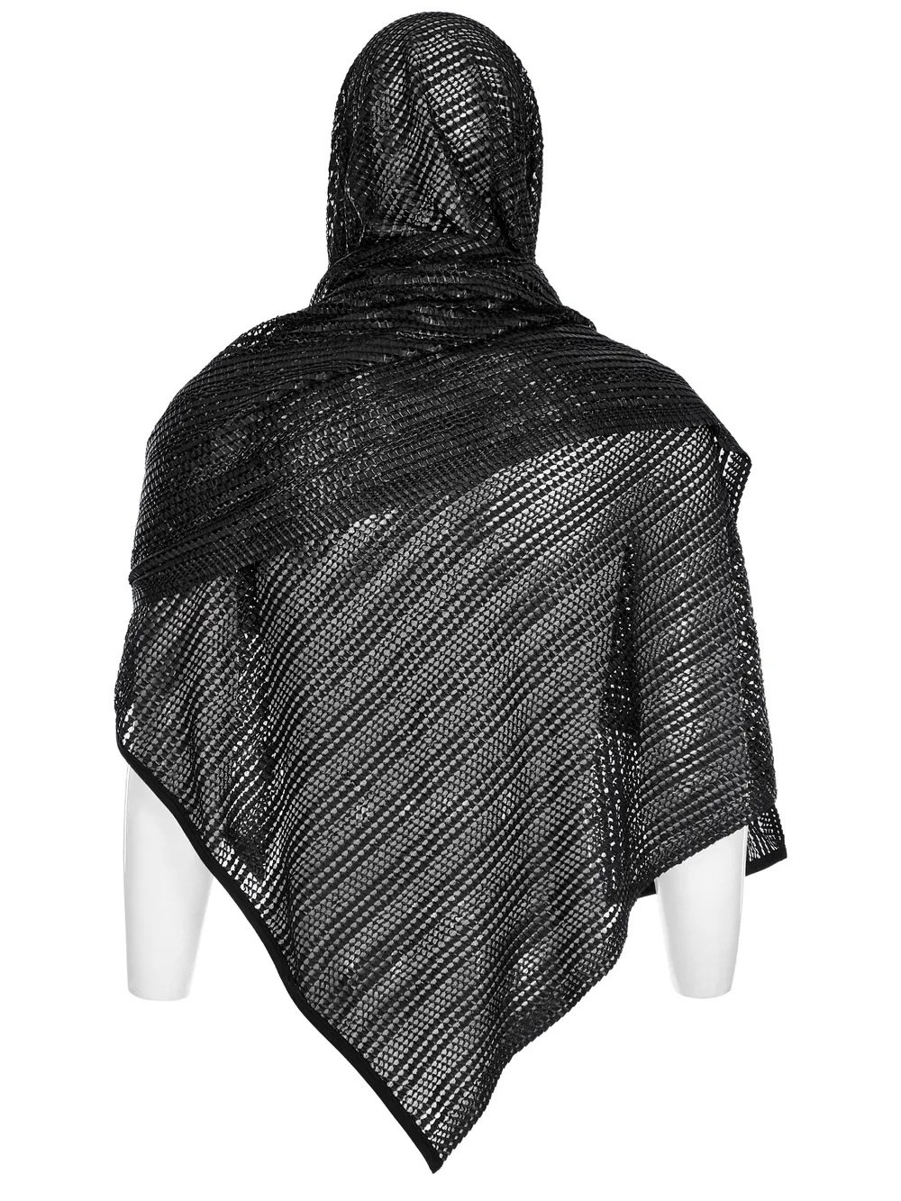 Black Mesh Hooded Scarf - Futuristic Post-Apocalyptic Wrap