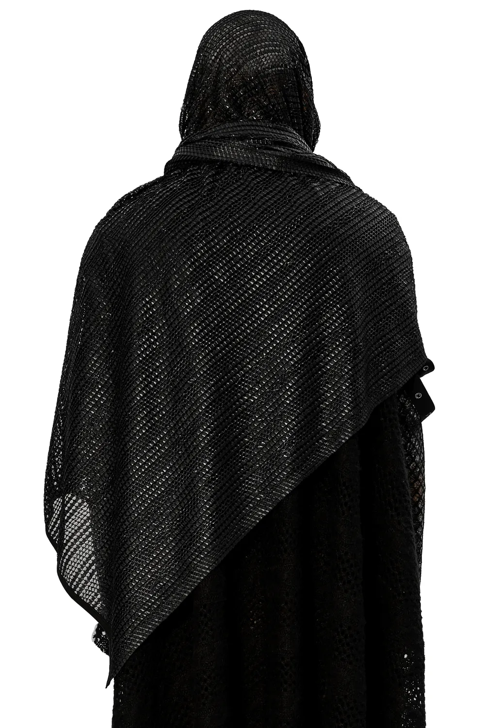 Black Mesh Hooded Scarf - Futuristic Post-Apocalyptic Wrap