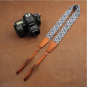 Blue Handmade DSLR Leather Camera Wrist Strap 8795