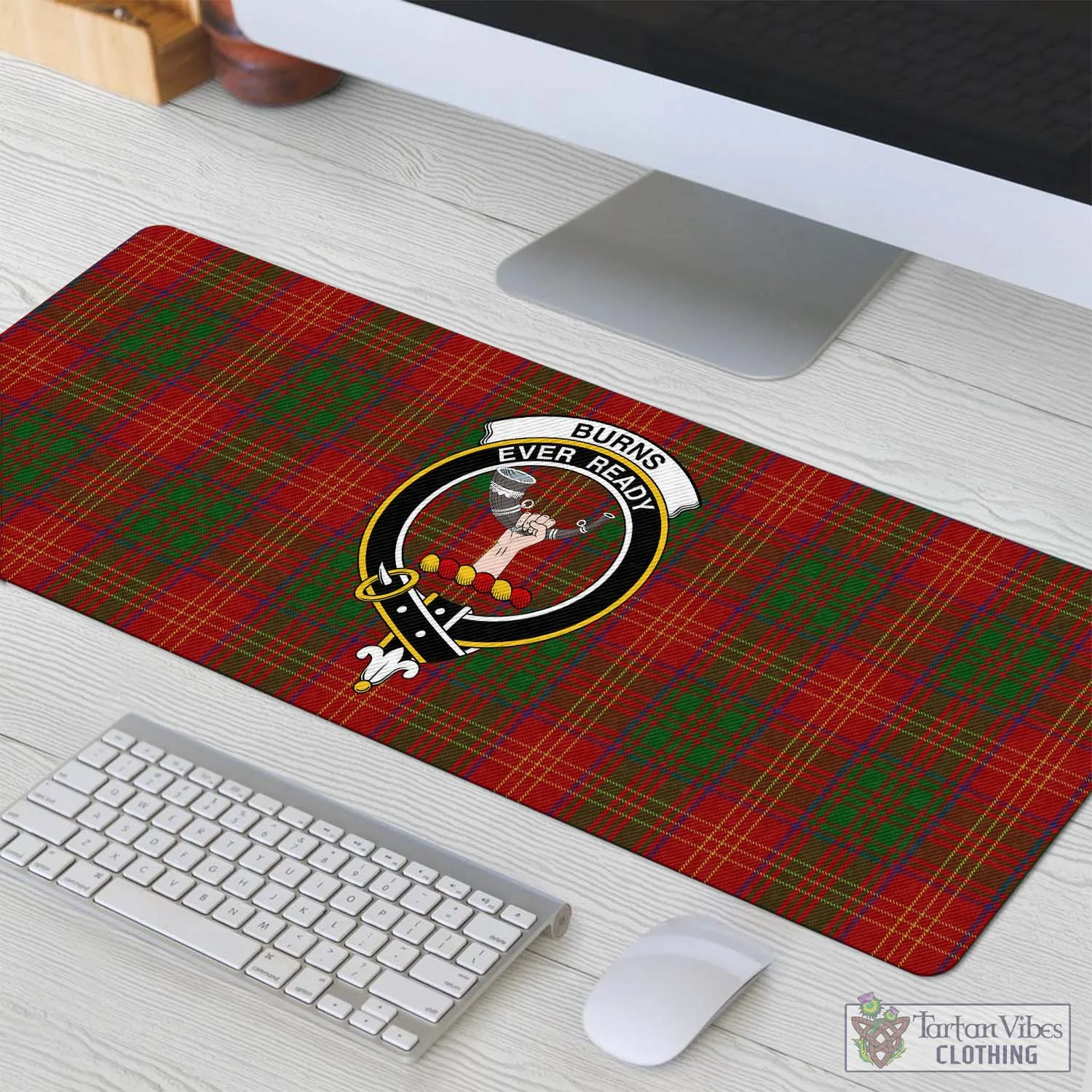 Burns Tartan Mouse Pad with Family Crest