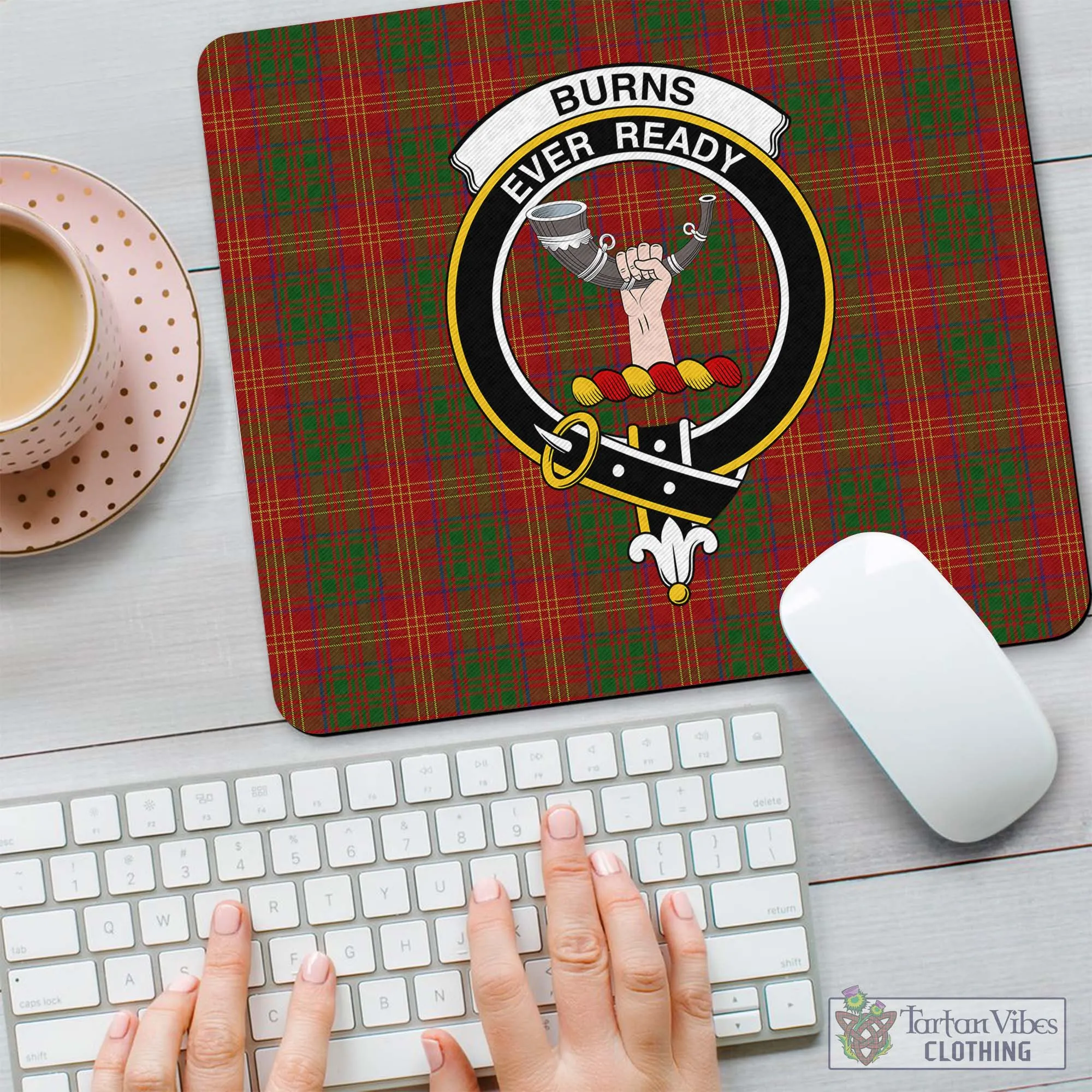 Burns Tartan Mouse Pad with Family Crest