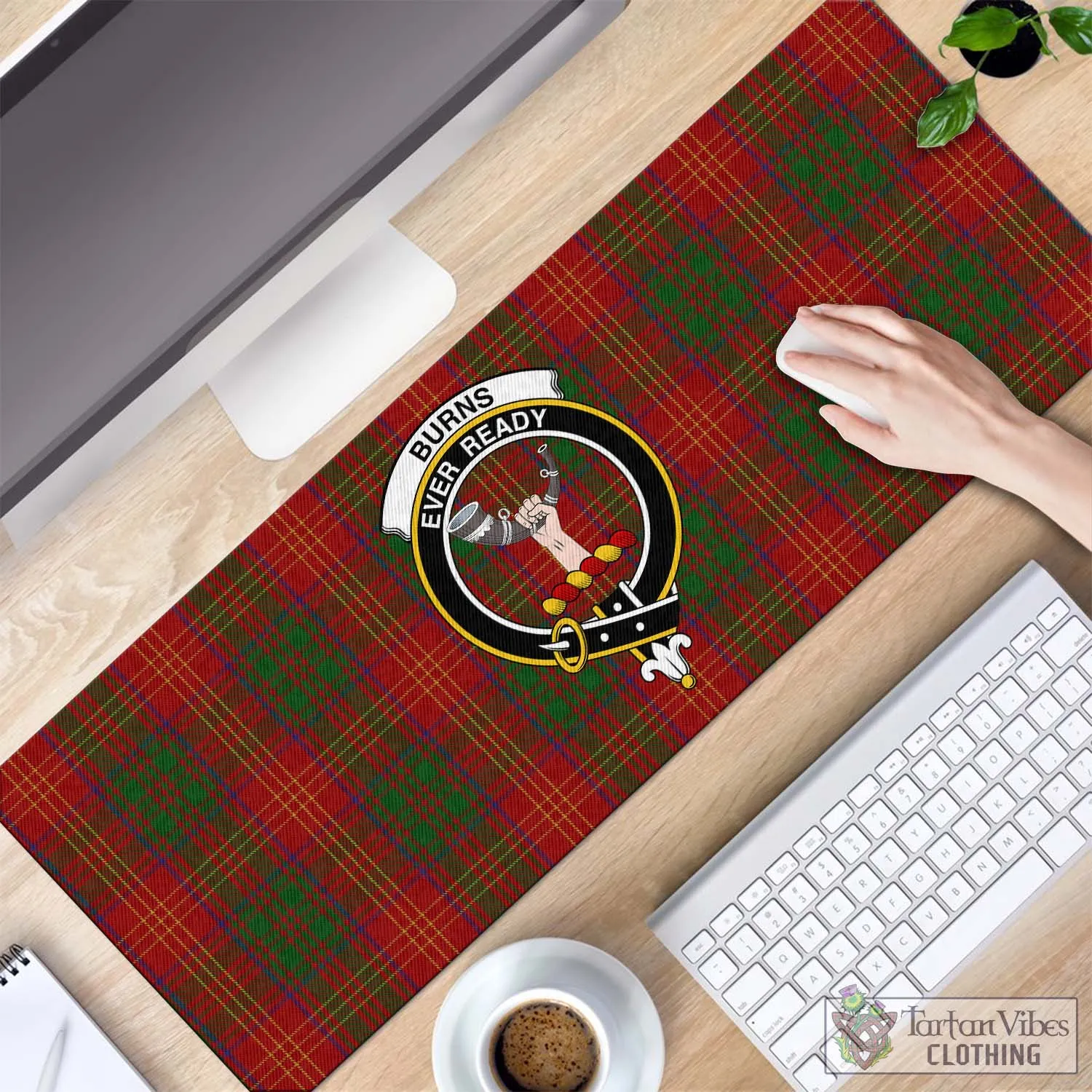 Burns Tartan Mouse Pad with Family Crest