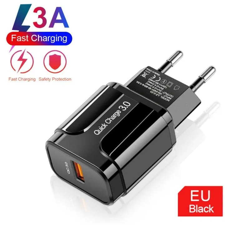 Compact 18W USB QC3.0 Universal Fast Charger with EU Plug