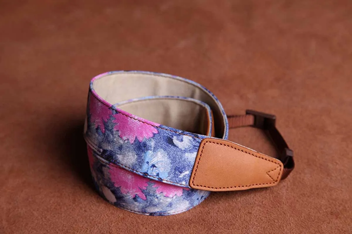 Cotton Cowboy Flower Handmade Leather Camera Strap