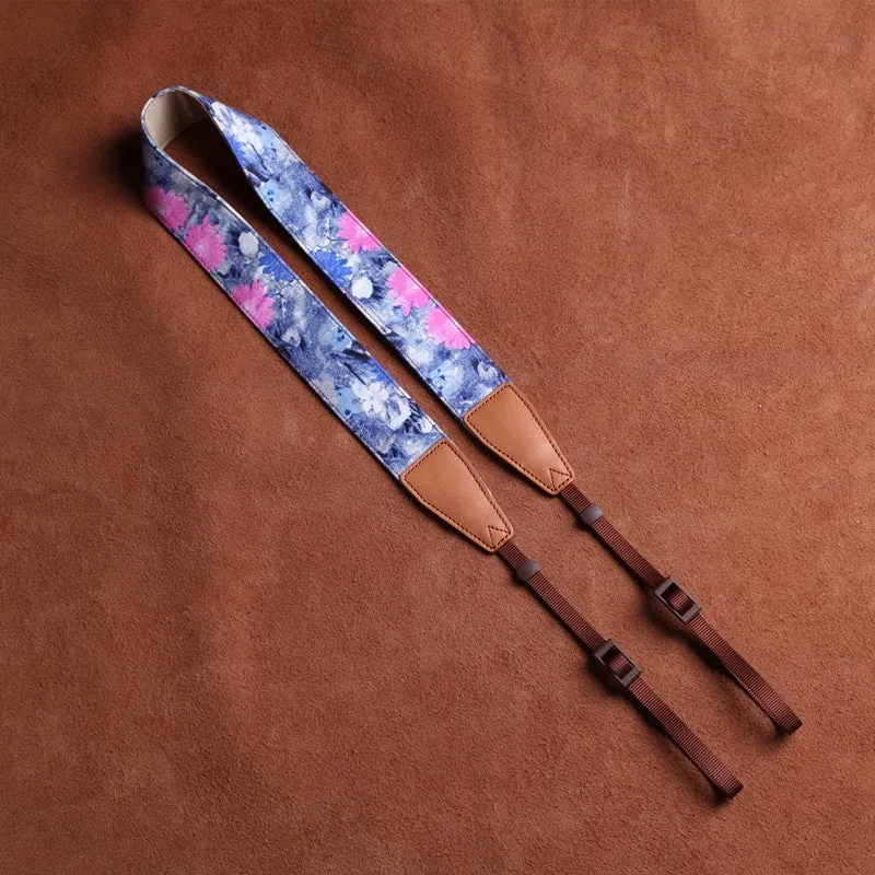 Cotton Cowboy Flower Handmade Leather Camera Strap