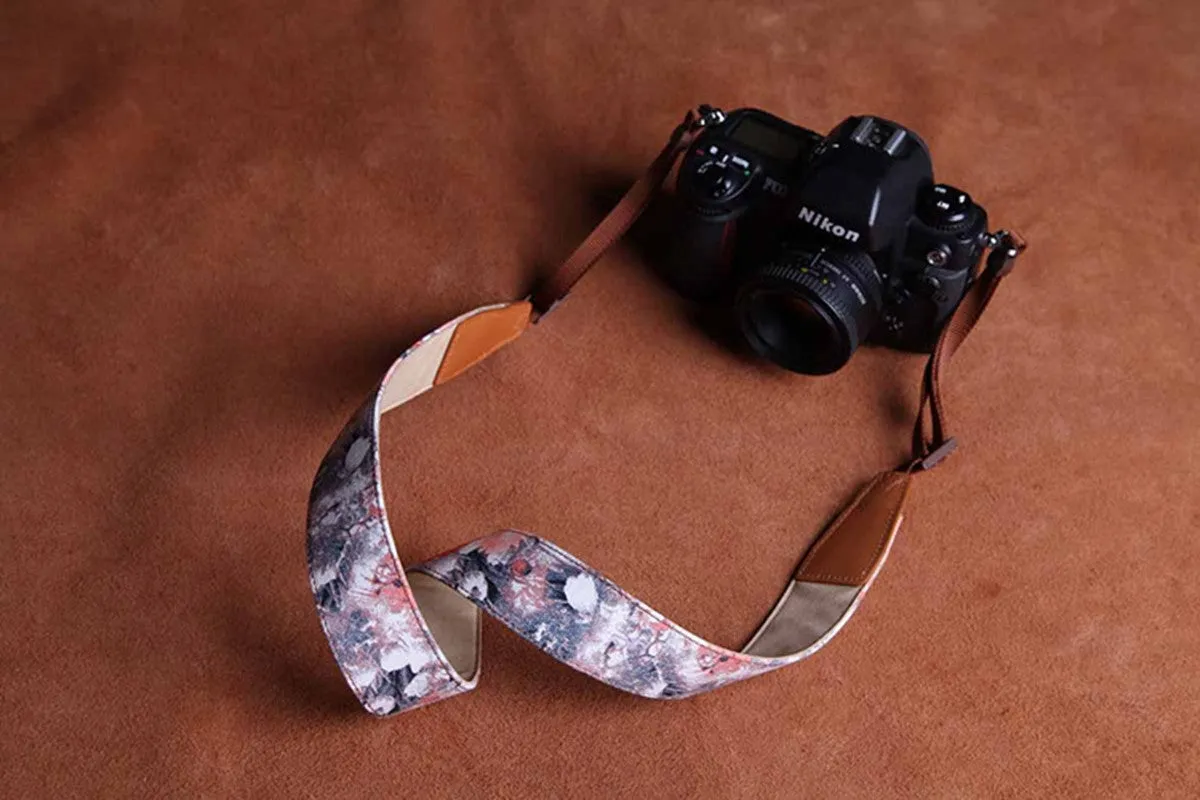 Cotton Cowboy Flower Handmade Leather Camera Strap