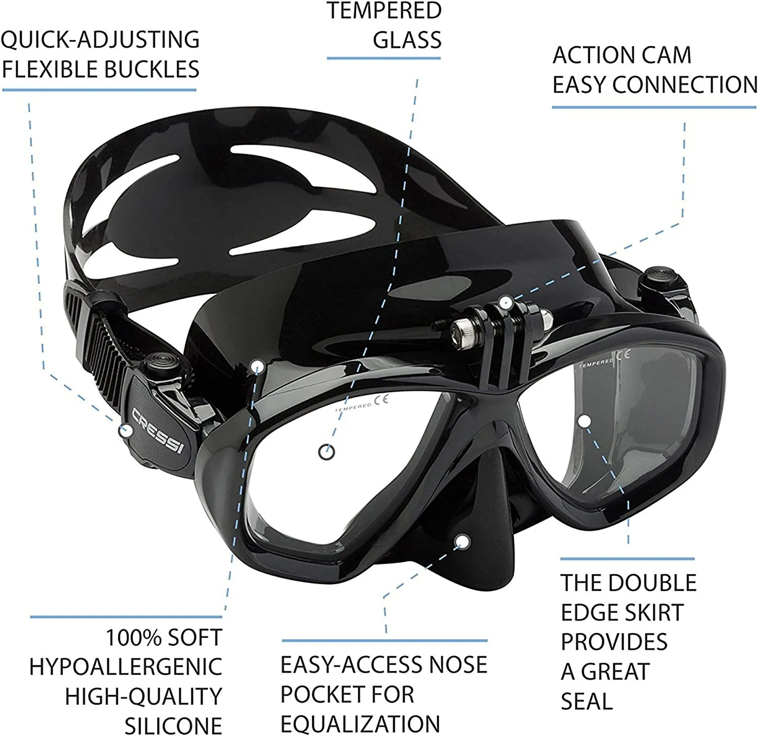 Cressi Action Dive Mask with GoPro or Action Camera Mount