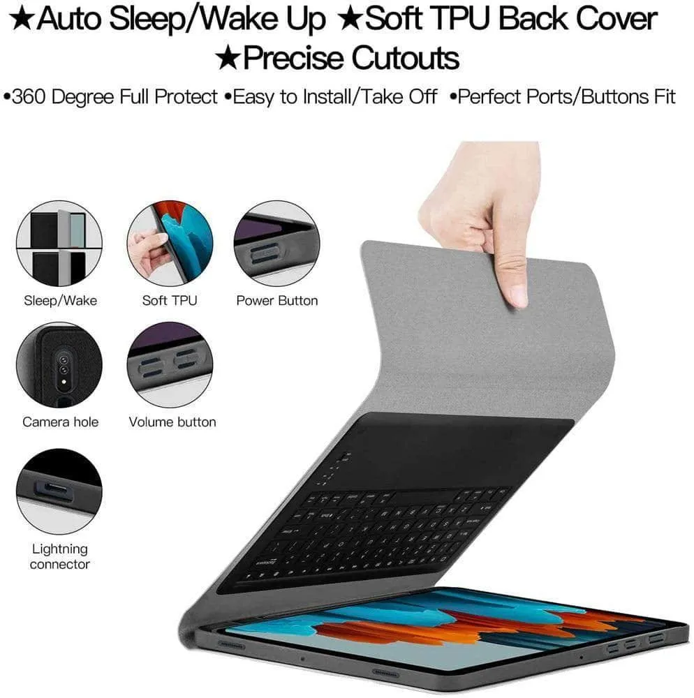 Detachable Wireless Bluetooth Keyboard Galaxy Tab S7 Lite 12.4 T730 T735 Silicone Case