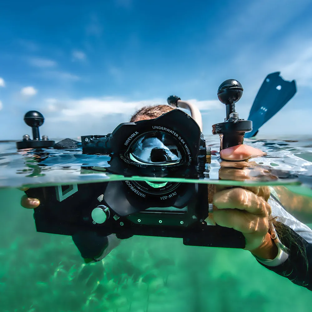 DIVEVOLK Dual Handle Tray for smartphone underwater housing, compact camera housing, action camera, Gopro, DJI Action, Insta360