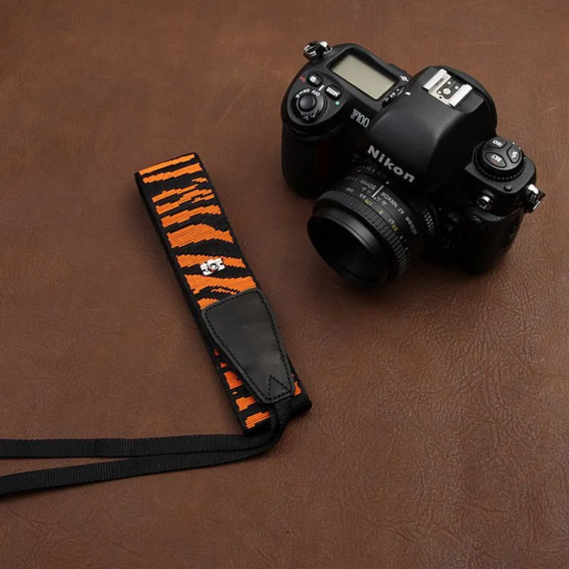 Fashion Orange Cotton Strap Leather DSLR Camera Strap 8269