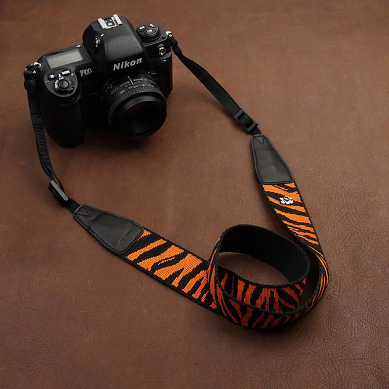 Fashion Orange Cotton Strap Leather DSLR Camera Strap 8269