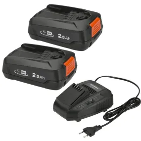 GARDENA Double Battery Starter Set P4A - Includes Quick Charger and 2x2.5Ah Battery