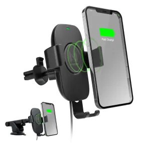 Gravity 15W Wireless Fast Charging Mount | Vent   Dashboard   Windshield | Black