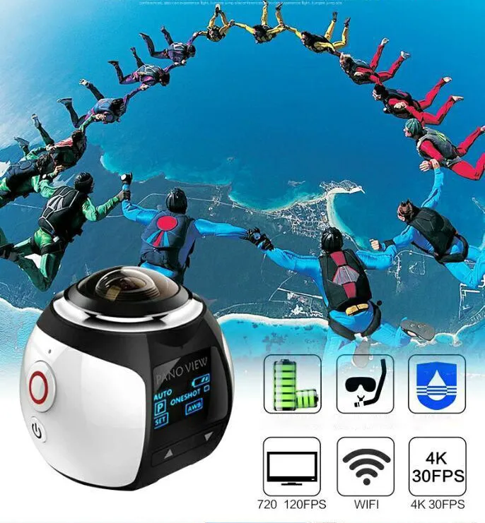 HD 360 Camera Ultra Mini Panoramic Camera WIFI 16MP 3D Waterproof Sports Camera Driving VR Action Camera Video Cam 30m