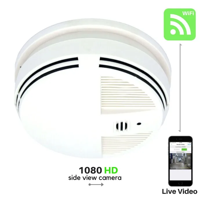 Hidden Smoke Detector Camera with (Side View) WiFi, Night Vision, 1080 HD, and Remote Video Access