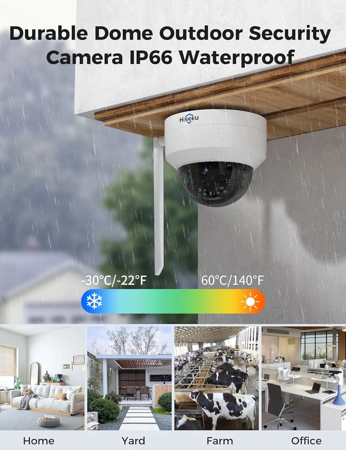 Hiseeu Security Camera 5MP PTZ Wireless Security Cameras Outdoor HD Night Vision, Auto Tracking Motion Detection WiFi Camera, Explosion-Proof Cameras No Fees for Home Safety