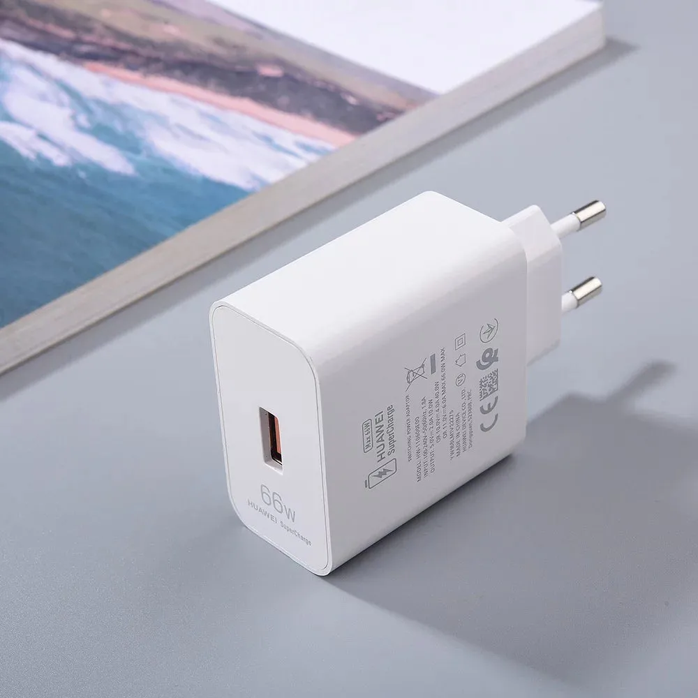 Huawei 66W Super Charger: Rapid Travel Adapter with USB-C Cable