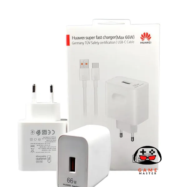 Huawei 66W Super Charger: Rapid Travel Adapter with USB-C Cable