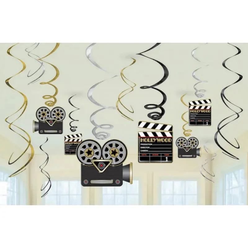 Lights Camera Action Hanging Swirl Decorations