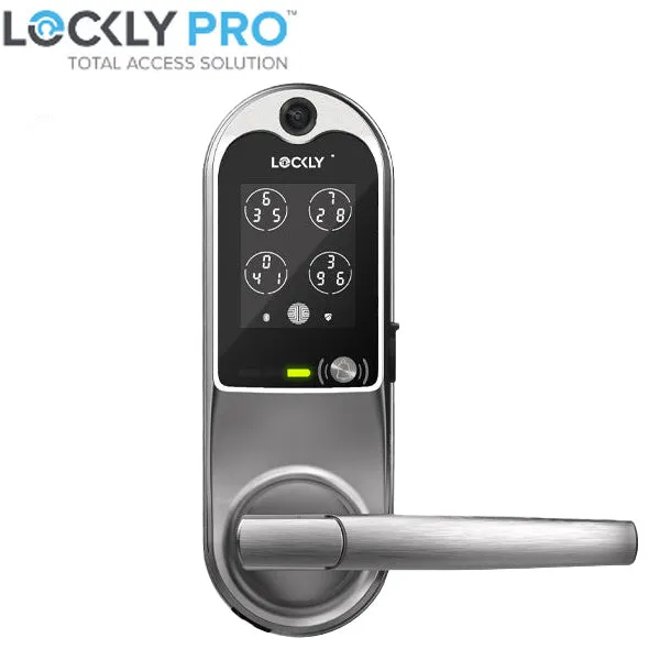 Lockly  Guard VISION LATCH 698L - Doorbell Video Camera Smart Lock - Latch Lever Set - Fingerprint Reader - Wi-Fi-Bluetooth App Controlled - Optional Finish