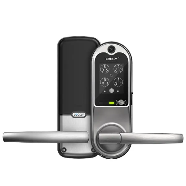 Lockly  Guard VISION LATCH 698L - Doorbell Video Camera Smart Lock - Latch Lever Set - Fingerprint Reader - Wi-Fi-Bluetooth App Controlled - Optional Finish