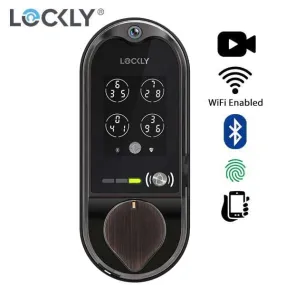 Lockly - PGD798VB - Vision Doorbell Video Camera Smart Lock Deadbolt - Fingerprint Reader - Bluetooth - Wi-Fi Hub - Venetian Bronze