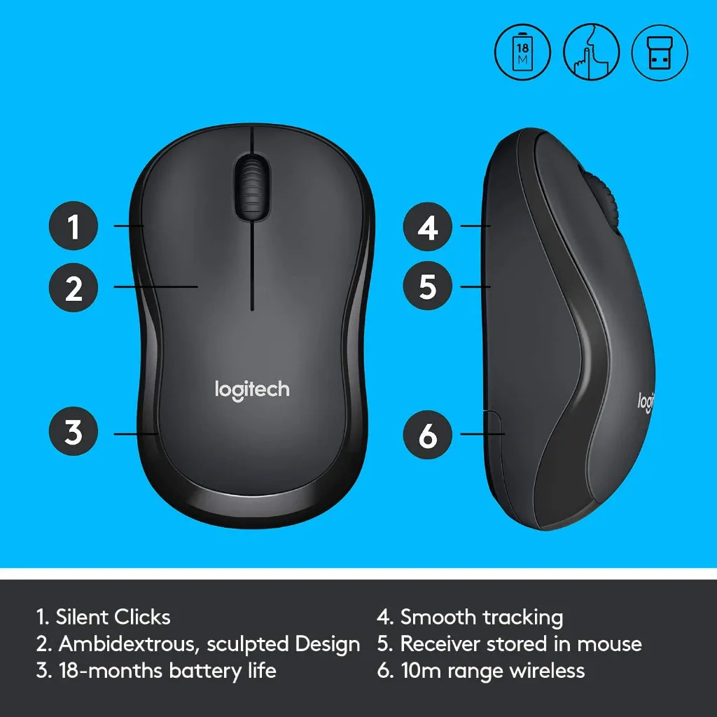 Logitech M221 Charcoal Silent Wireless Mouse