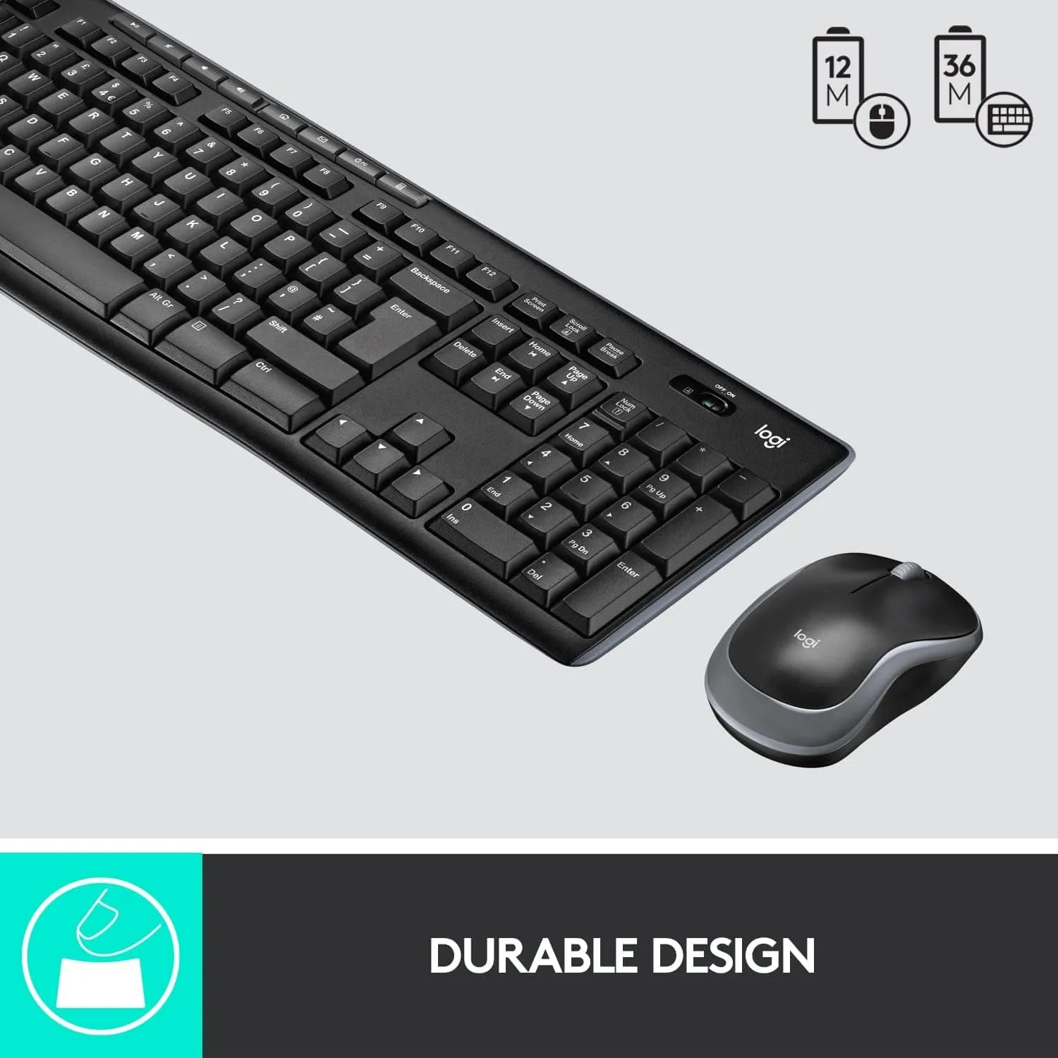 Logitech MK270 Wireless Keyboard and Mouse Combo for Windows, 2.4 GHz Wireless, Compact Mouse, 8 Multimedia and Shortcut Keys, 2-Year Battery Life, for PC, Laptop, QWERTY UK English Layout - Black