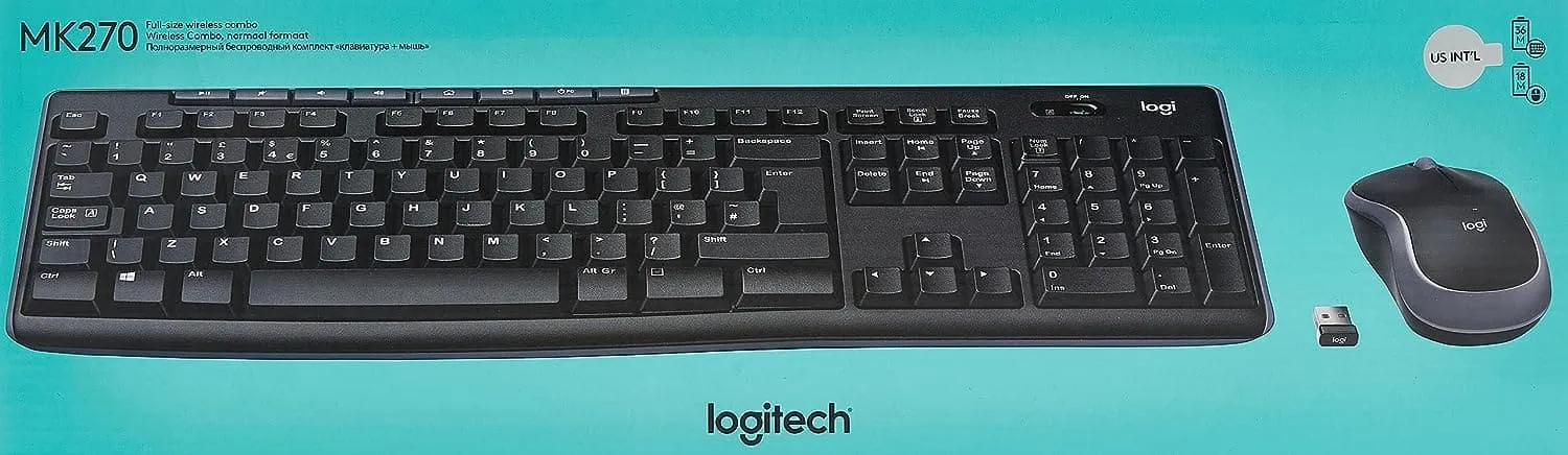 Logitech MK270 Wireless Keyboard and Mouse Combo for Windows, 2.4 GHz Wireless, Compact Mouse, 8 Multimedia and Shortcut Keys, 2-Year Battery Life, for PC, Laptop, QWERTY UK English Layout - Black