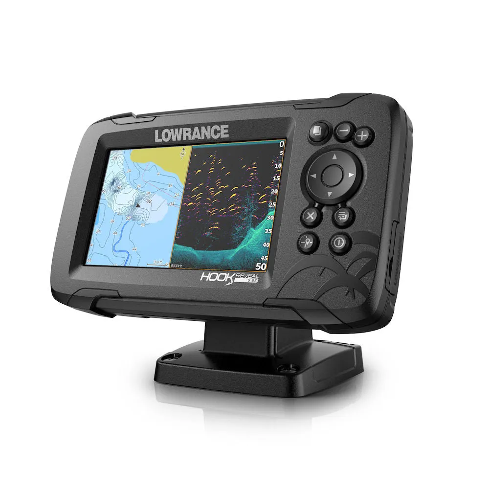 Lowrance Hook Reveal 5 Fish Finder Combo with Splitshot Transducer AUS/NZ Map