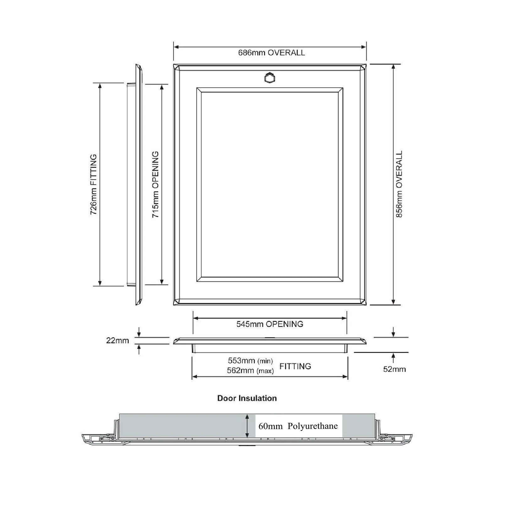 Manthorpe 035-PU High Insulated Loft Trap Door Hinged Hatch