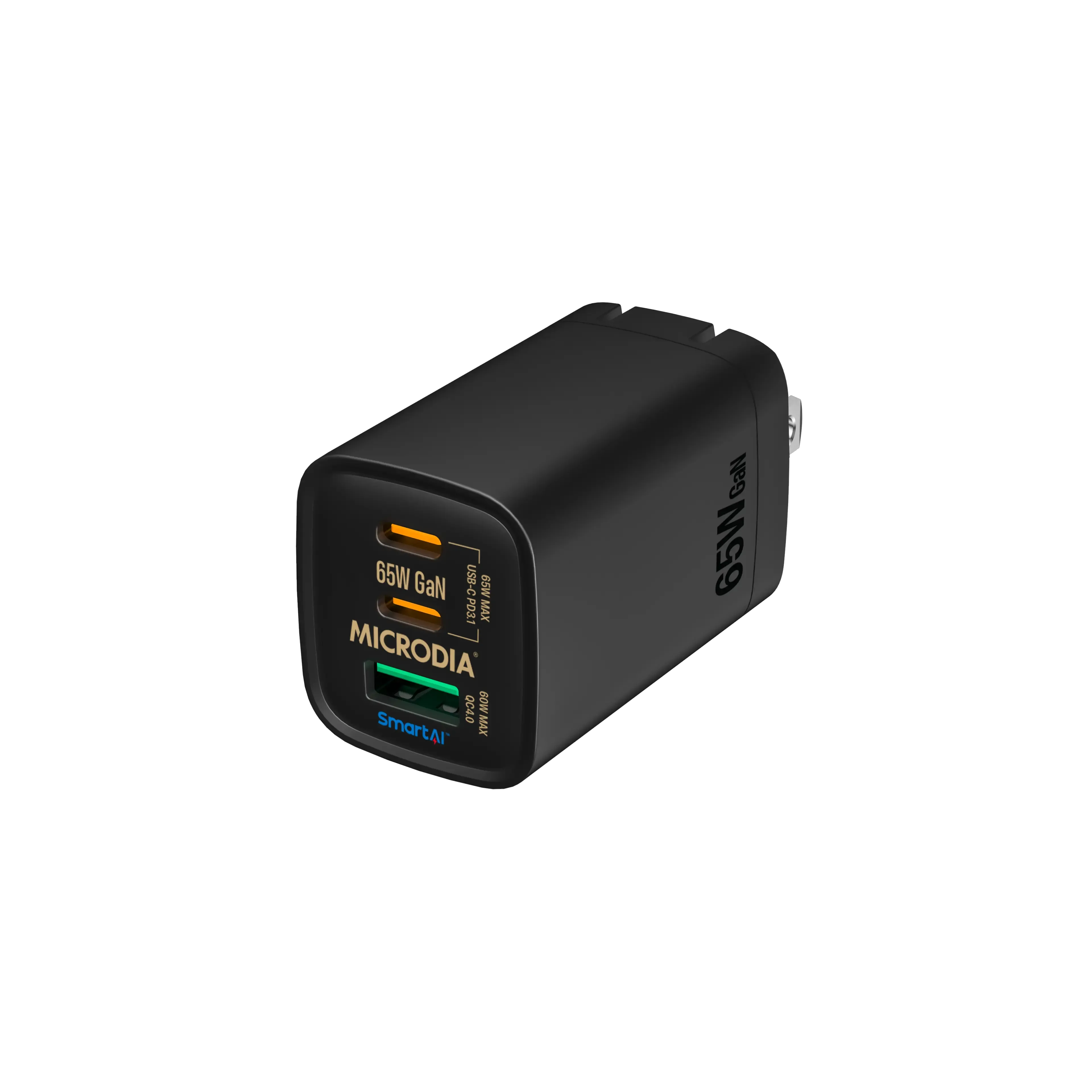 MICRODIA SMARTCube™ Nano 65W, GaN Wall Charger, Dual USB-C PD3.1