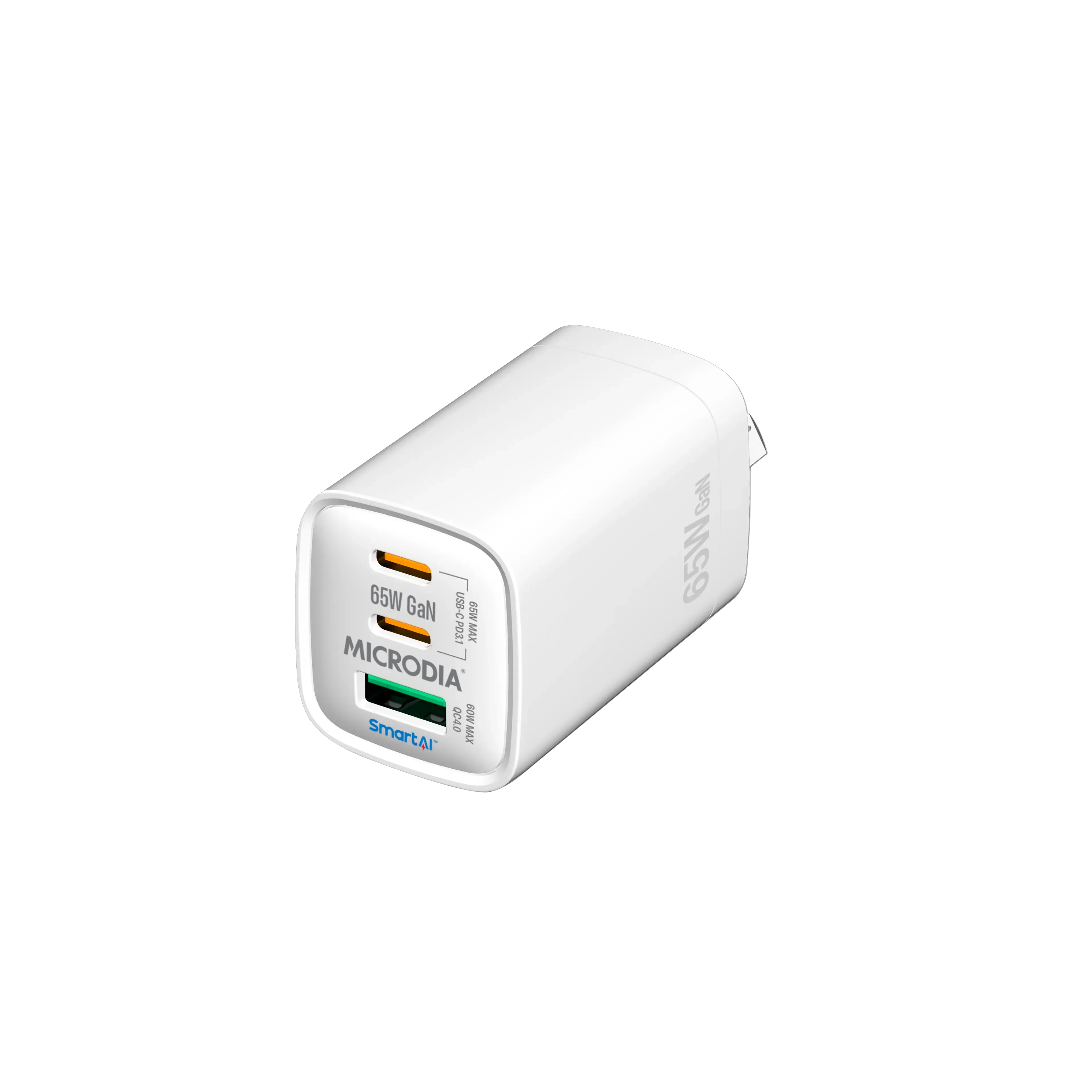 MICRODIA SMARTCube™ Nano 65W, GaN Wall Charger, Dual USB-C PD3.1